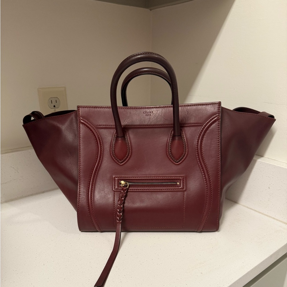 Celine Burgundy Medium Phantom Luggage Tote